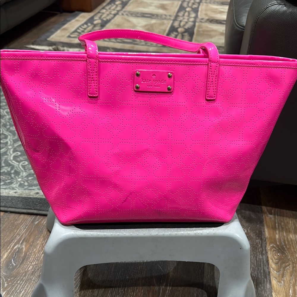 Kate Spade Pink Nylon Tote with Glossy Finish